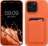 kwmobile telefoonhoesje geschikt voor Apple iPhone 14 Pro Max - Hoesje met pasjeshouder - TPU case in oranje