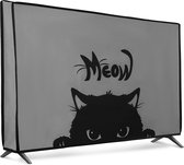 kwmobile hoes geschikt voor 32" TV - Beschermhoes voor televisie - Schermafdekking voor TV in grijs / zwart - Kat Meow design