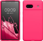 kwmobile telefoonhoesje geschikt voor Google Pixel 7a - Hoesje met siliconen coating - Smartphone case in neon roze