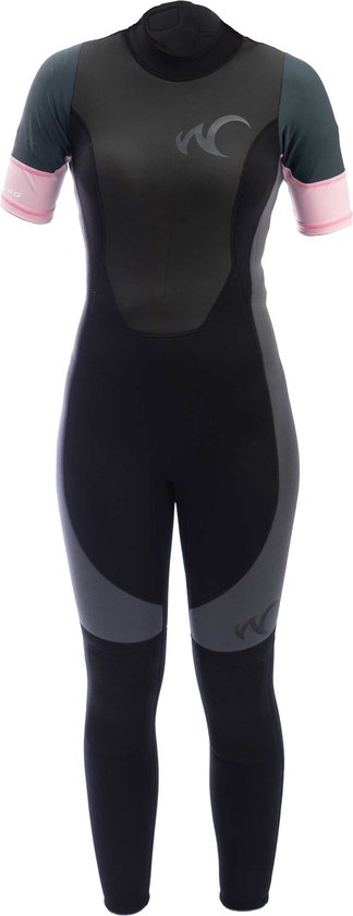 Foto: Watrflag wetsuit sydney dames korte mouwen van lycra 3 mm neopreen zwart grijs rose m