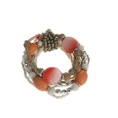 Bracelet Behave Perles orange saumon rose marron 15 cm