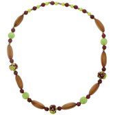 Behave - Houten Ketting Rood Bruin Groen - 90 cm
