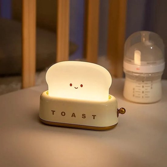 Toast Lamp - Kinderkamer Nachtlampje - Kindvriendelijk - USB Oplaadbaar - Draadloos Nachtlamp Wit