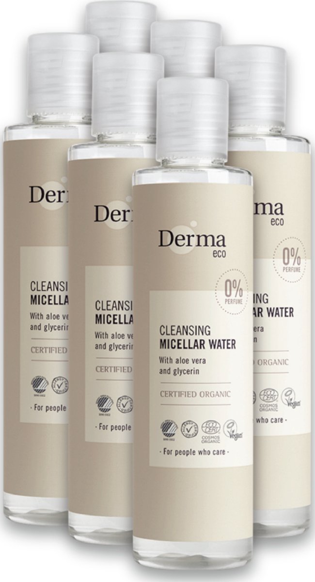 Goedkoopste Derma Eco Micellair Reinigingswater - 6 x 200 ML - Allergeenvrij - Parabeenvrij - Veganistisch