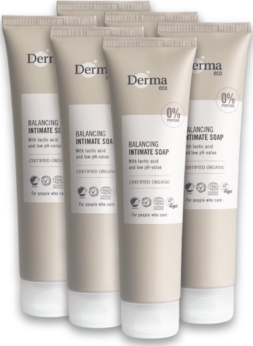 Goedkoopste Derma Eco Voordeelverpakking - Intieme Zeep - 6 x 150 ML - Hypoallergeen - pH-balans - Veganistisch