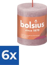 Bolsius Stompkaars Ash Rose Ø68 mm - Hoogte 8 cm - Grijs/Roze - 35 branduren - Voordeelverpakking 6 stuks