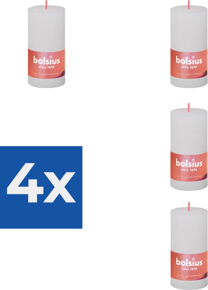 Bolsius Stompkaars Cloudy White Ø50 mm Hoogte 10 cm Wit 30 branduren Voordeelverpakking 4 stuks