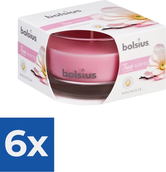 Bolsius Bougie Parfumée Glas 80/50 Magnolia (1 pc.) - Pack économique 6 pièces