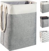 Large Laundry Basket 78L, Foldable Laundry Hamper with Rope Handles Storage Container Suitable for Bedroom Laundry Room Bathroom 60 x 42 x 31 cm Beige + Grey