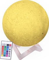 Niceey Moon lamp 3D - Moon Lamp 20 cm - Lampe Moon avec 16 couleurs - Rechargeable - Avec télécommande