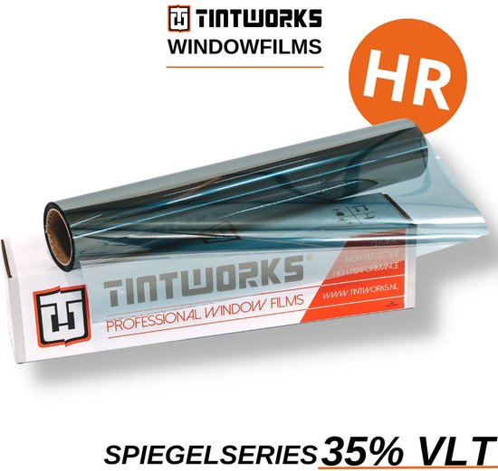Tintworks Raamfolie spiegeleffect - spiegelfolie - anti inkijk 35% VLT - HR(+++) Glas - 300cm x 91cm - Zonwerend & isolerend - Professionele A-kwaliteit