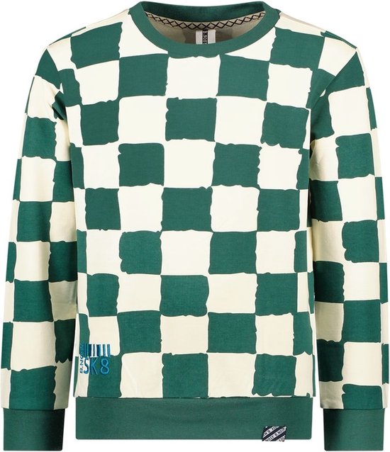B.Nosy - Sweater - Right Check ecru green - Maat 104
