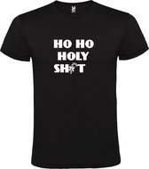 Zwart T-Shirt met “Ho Ho Holy Shit “ Afbeelding Wit Size XXXXL