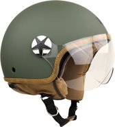 Fourmi Motocubo | casque jet avec visière externe | vert mat | taille XL | cyclomoteur, cyclomoteur, moto