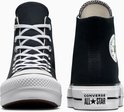 Zwarte Converse All Star Lift sneakers, gezien van voren en achteren.
