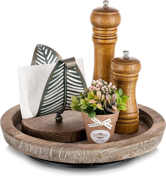 Plateau Décoratif Towviy Rond Ø30 Cm - Fer Noir Pour Bougies, Bijoux, Décoration Maison