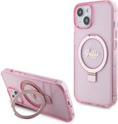 Guess Ring Back Case (MagSafe Compatible) - Geschikt voor Apple iPhone 15 Plus (6.7") - Roze