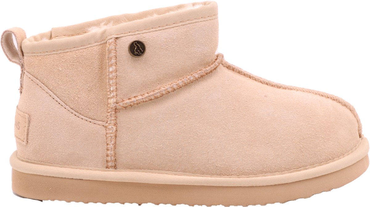 Alpacas Footwear – Dames - Echt suéde korte laarzen met stoere naad - Gevoerd met 100% zacht lamswol – Taupe - 38