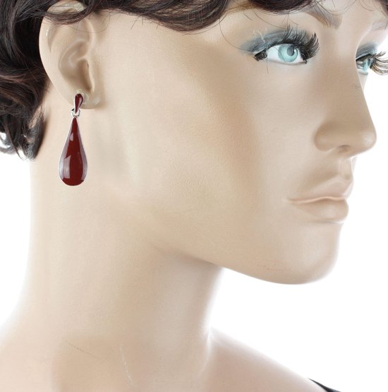 Boucles d'oreilles forme goutte Behave Red