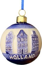 Kerstboom hanger Holland kerstbal met Delftsblauwe huisjes