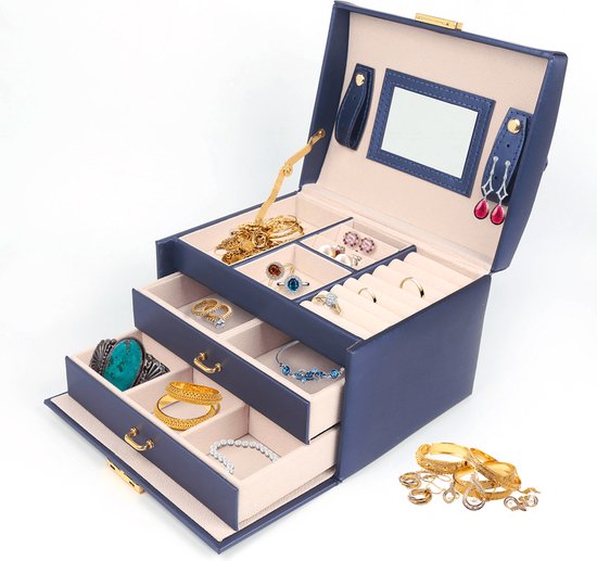 Boîte à bijoux MM Brands - Porte- Bijoux et organisateur - Boîte à bijoux - Boîte à bijoux avec serrure