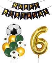 Cijfer Ballon 6 | Snoes Champions Voetbal Plus - Ballonnen Pakket | Groen en Goud