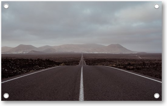 De Weg door Lanzarote - Op Reis door de Stilte - De Stille Snelweg - Tuinposter 160x100cm