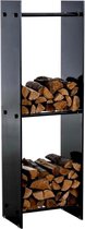 Clp Brandhoutrek DACIO, stabiele constructie, houtopslag, moderne glasplaat met vloerbeschermers, - kleur dwarsligger : zwart metaal 35x35x180 cm (6 dwarsliggers)