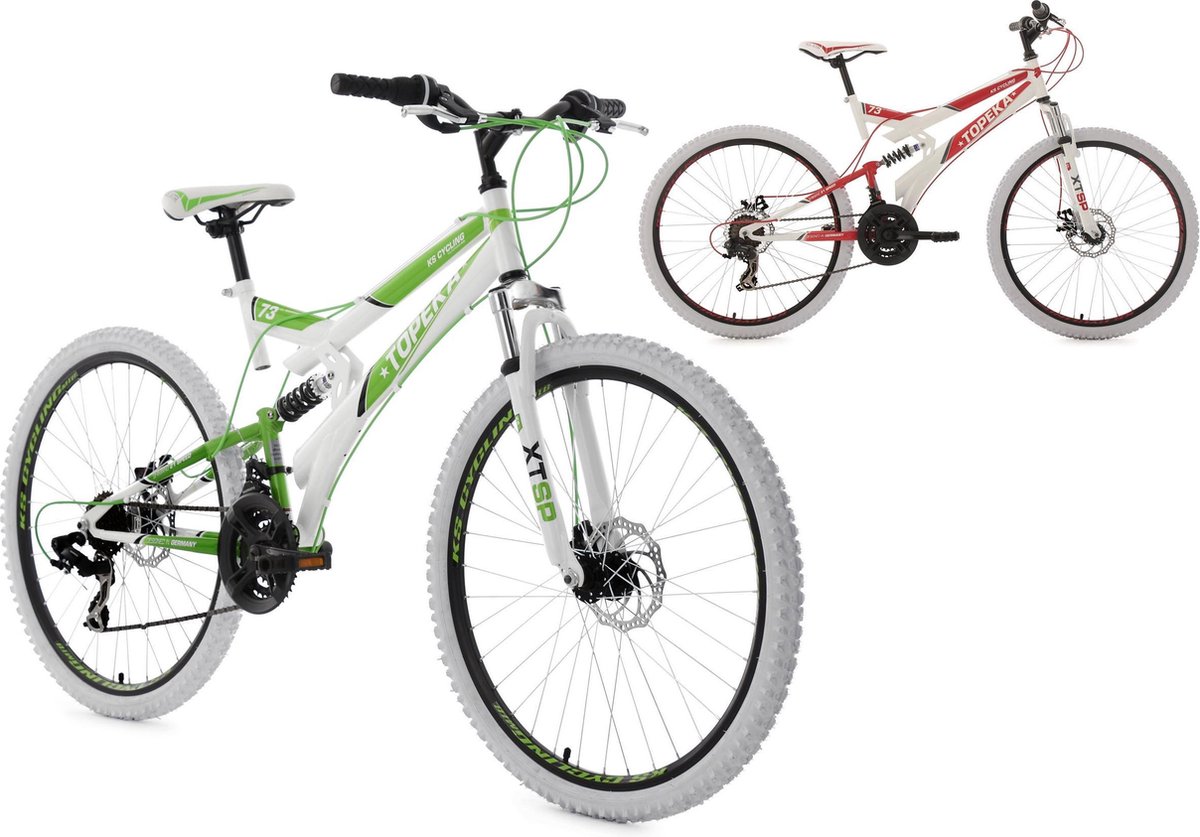KS Cycling Fiets 26 fully-mountainbike Topeka met 21 versnellingen wit-groen 44 cm