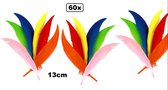 60x Ressorts couleurs assorties 13 cm - Décoration fête à thème plume party colorée