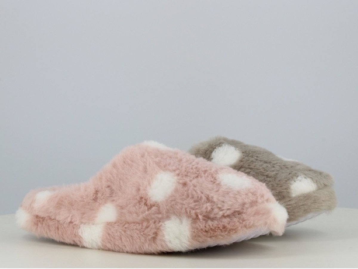 Dames winter pantoffels - warme zachte fleece instap huisslofen - antislip - grijs - maat 38