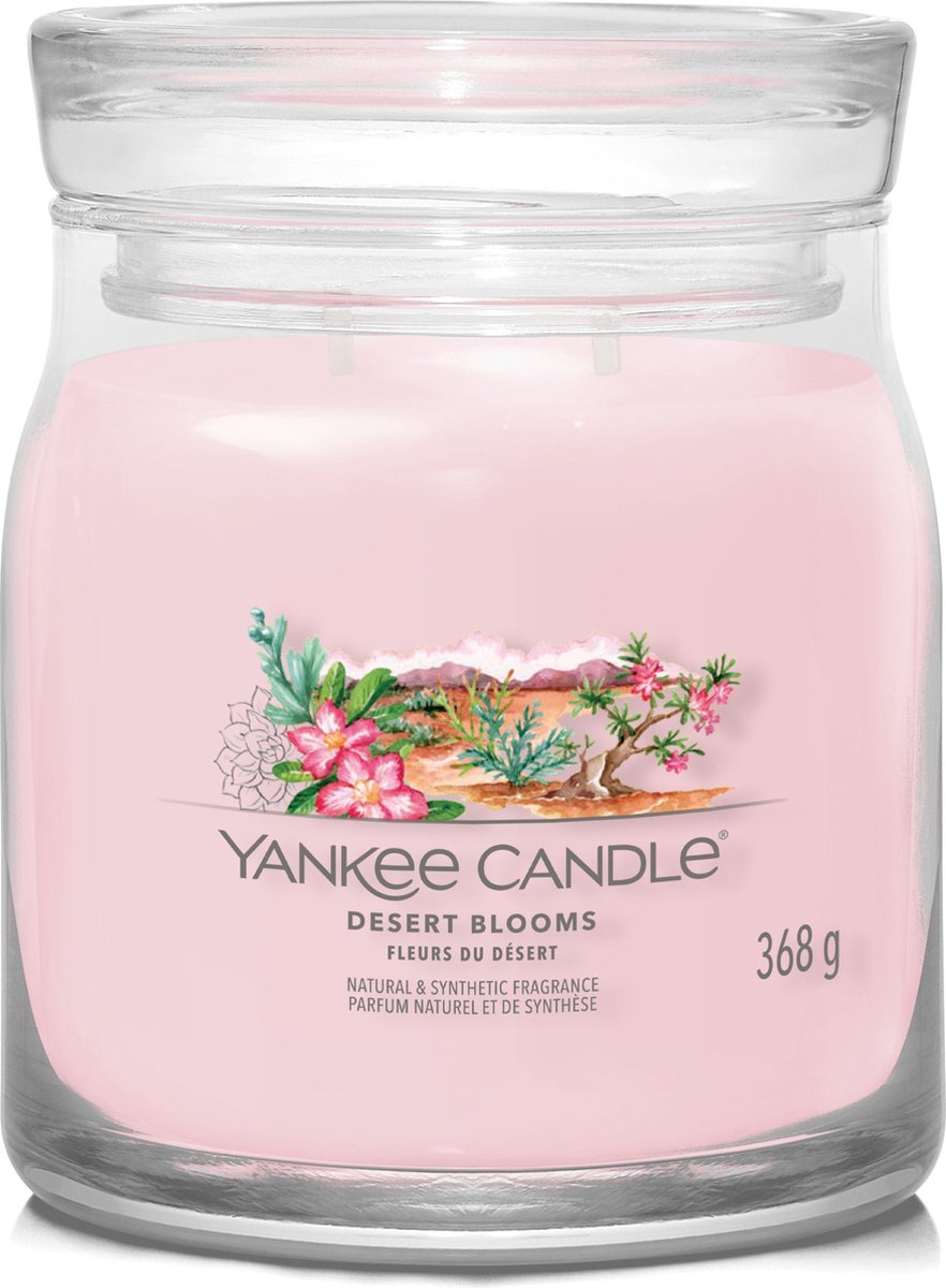 Yankee Candle Desert Blooms Medium Geurkaars - 50 branduren - 2 lonten Roze