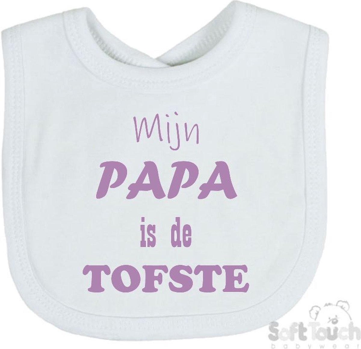 Goedkoopste Soft Touch Slabber Slabbetje Slab Mijn Papa is de TOFSTE Vader Vaderdag Unisex Katoen Wit/lila Maat 33x22 Cm