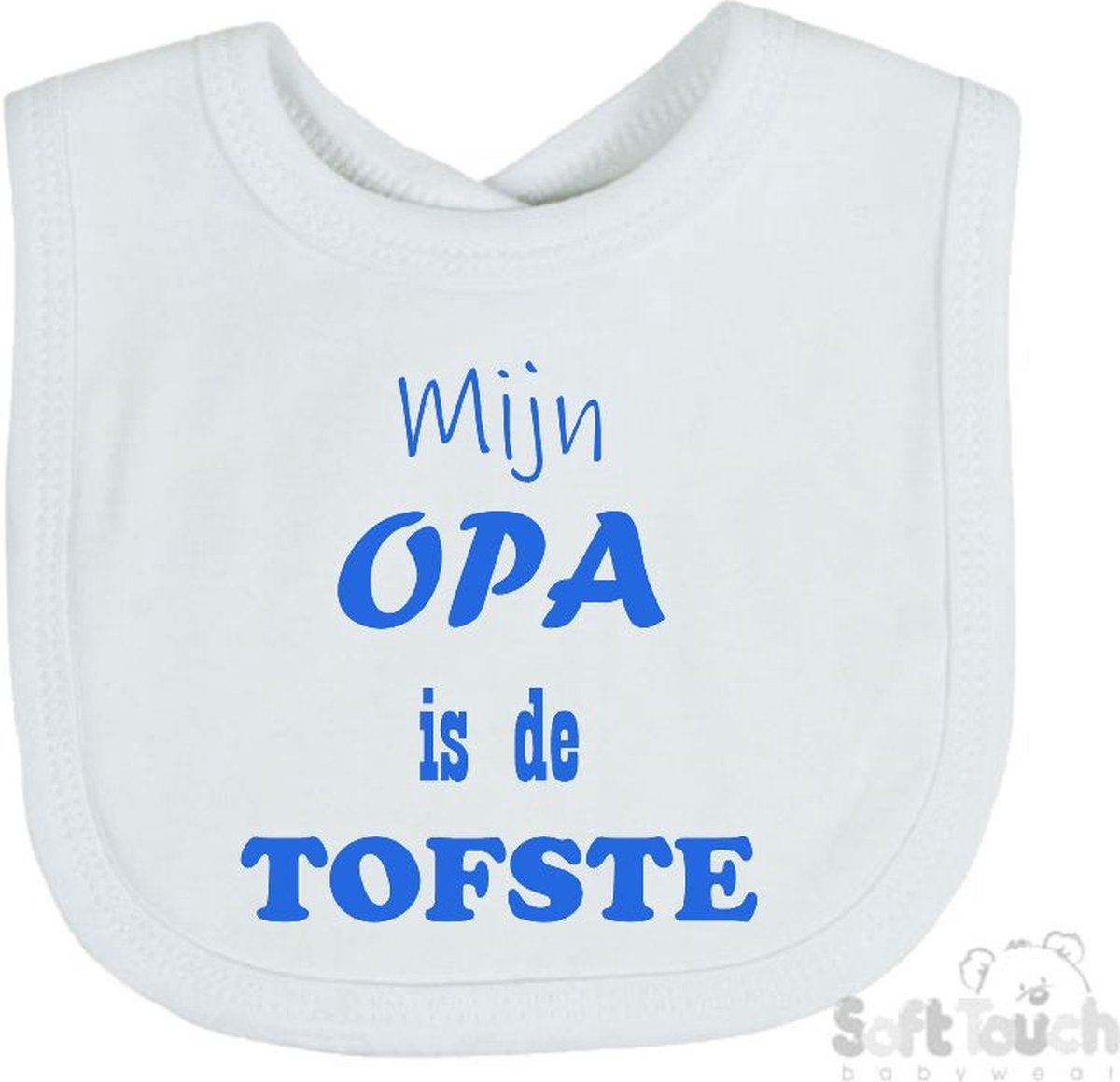 Goedkoopste Soft Touch Slabber Slabbetje Slab Mijn Opa is de TOFSTE Unisex Katoen Wit/blauw Maat 33x22 Cm