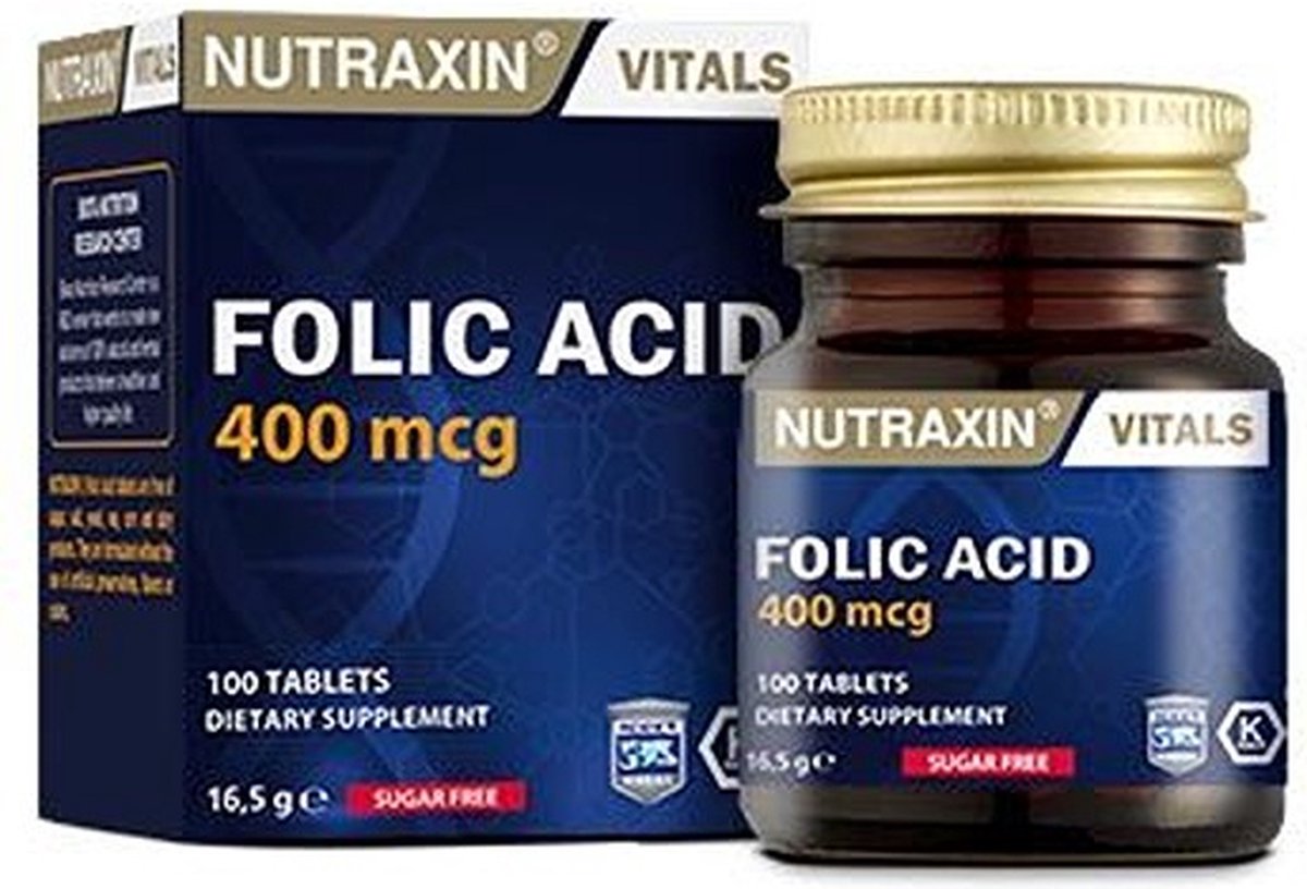 Goedkoopste Nutraxin Folic Acid (Foliumzuur) 100 Tabletten