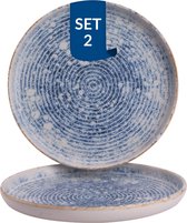James Cooke Bord Azure Vintage 22 cm Blauw Wit Stoneware 2 stuk(s)