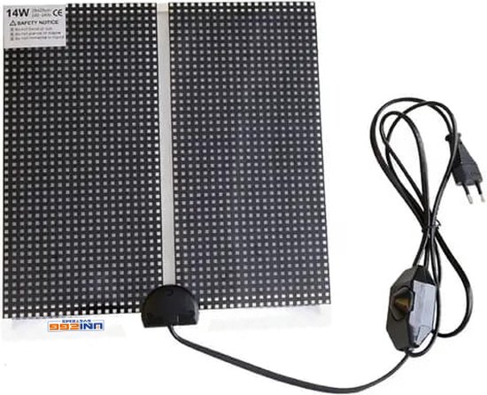 Honeycomb Warmtemat - 28 x 28 cm - 14 watt - met regelaar - voor kuikens en kippen - reptielen - amfibieën - pluimvee