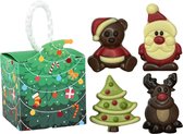 Kerstboom hanger met luxe chocolaatjes 4 stuks - Kerst - Luxe Chocolade - Chocola - Kerstman - Gingerbread house - Sneeuwpop