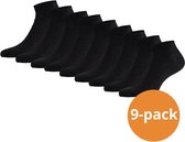 Apollo Bamboo Sneakersokken Zwart - 9 paar Zwarte Bamboe sneaker sokken - Unisex - Maat 39-42