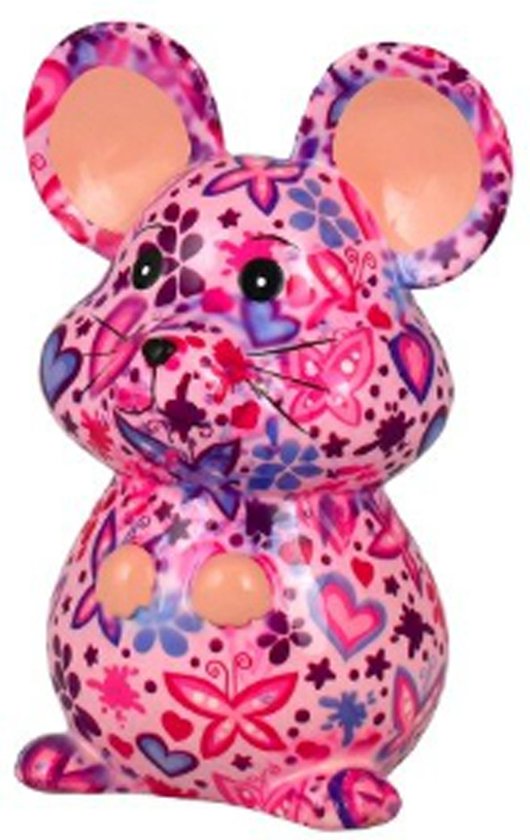 Tirelire En Céramique Pomme Pidou – Ourson Toto Motif éléphants, Rose, 16,2x10,1x19 Cm