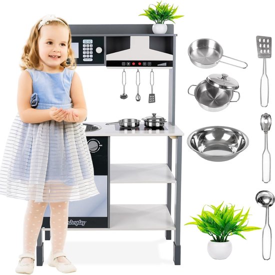 Steigerhouten speelkeuken 15 - hoekmodel, de houten kinderkeuken