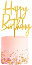 Taarttopper Happy Birthday Goud - Versiering taart happy birthday- cake topper - 1 stuk