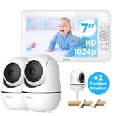 Babyfoon Zevio XL Elite avec 2 Caméras et Groot Baby Monitor HD 7 pouces - avec fonctions intelligentes - extensible - support flexible inclus