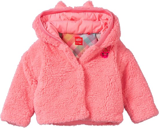 Vuzzy sweat cardigan 12 Plain fake fur Pink: 116/6yr