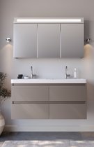 Serie Luciano - Meuble de salle de bain / Armoire à miroir - 120 cm - Siècle des Lumières LED - Taupe - Moderne