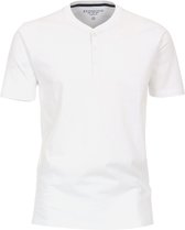 Redmond regular fit T-shirt - korte mouw O-hals met knoopsluiting - wit - Maat: L
