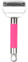 Store Ultrascherp roestvrij staal Dual Julienne & Groentesnijder met reinigingsborstel & Rubberen handgreep (roze)