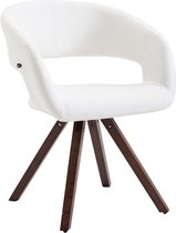 Clp Eetkamerstoel SUEZ, wachtkamerstoel, fauteuil, keukenstoel, bezoekersstoel, eikenhouten frame met kunstlederen bekeding - Bekleding kleur: wit kleur onderstel : walnoot