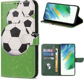 Geschikt Voor Samsung Galaxy S21 FE Hoesje - Solidenz Bookcase S21 FE - Telefoonhoesje S21 FE - S21 FE Case Met Pasjeshouder - Cover Hoes - S21FE - Voetbal