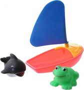 badbootje roze/blauw 14 cm met 2 dieren